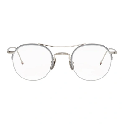 Thom Browne Silver Round Tb-903 Glasses In Silverblken