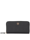 TORY BURCH ROBINSON BLACK AND BLUE SAFFIANO LEATHER WALLET,10754753