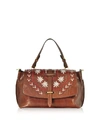 THE BRIDGE FIESOLE EMBROIDERED LEATHER SATCHEL BAG,10761675