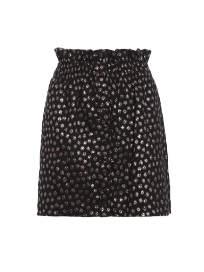 Dondup Glowing Polka Dot Gathered Mini Skirt In Black