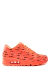 Nike Air Max 90 Premium Black And Red Leather Sneaker In Orange