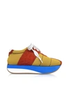 MARNI OCHRE AND RUST TECH FABRIC BIG FOOT SNEAKERS,10759133