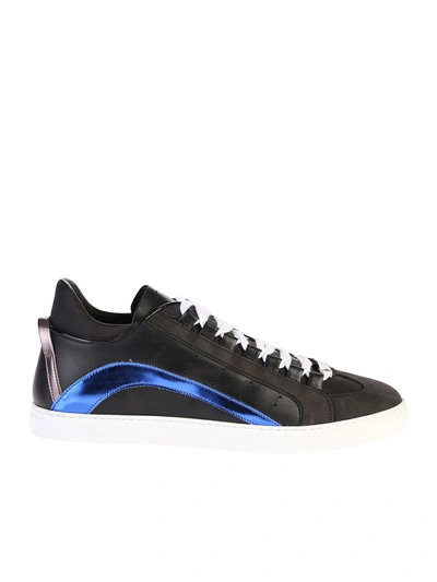 Dsquared2 Black Lace Up Sneakers In Multicolour