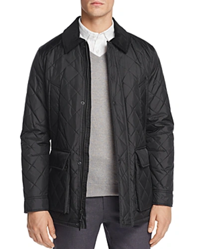 Cole Haan Quilted Elbow-patch Jacket In Black