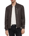 Allsaints Kino Leather Regular Fit Bomber Jacket In Graphite Gray