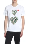Comme Des Garçons Play Comme Des Garcons Play Camouflage Large Small Short Sleeve White In Bianco