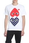 Comme Des Garçons Play Polka-dot And Red Heart-to-heart Graphic Tee In Bianco