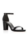Stuart Weitzman Women's Nearlynude Ankle Strap Sandals In Black Leather