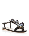 SOPHIA WEBSTER WOMEN'S RIVA EMBROIDERED BUTTERFLY T-STRAP SANDALS,SPS19144