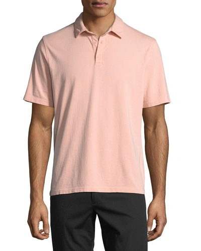Vince Men's Garment-dyed Short-sleeve Polo Shirt In Coral Reef