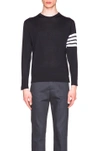 Thom Browne Navy Shetland Jersey Knit 4-bar Sweater In Navy