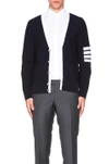 Thom Browne Navy Classic Short V-neck Cardigan In Multi-colored
