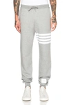 Thom Browne Sweatpants In Classic Loopback With Engineered 4 Bar Stripe Clothing In Light Grey