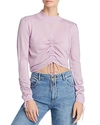 JOA RUCHED DRAWSTRING CROPPED SWEATER,BC7485