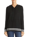 C BY BLOOMINGDALE'S C BY BLOOMINGDALE'S STRIPED-TRIM CASHMERE HOODED SWEATER - 100% EXCLUSIVE,V9489