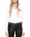 ZADIG & VOLTAIRE STRASS EMBELLISHED TEE,WGTS7414F