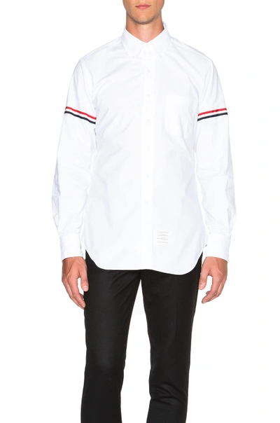 Thom Browne Grey Classic Point Collar Grosgrain Armband Shirt In White