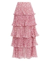 AMUR Tiered Ruffle Midi Skirt,580550-PAISLEY