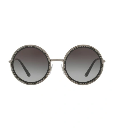 Dolce & Gabbana Round Scalloped Metal Frame Sunglasses In Grey