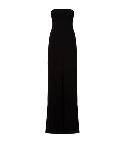 Akris Strapless Front-slit Wool Evening Gown In Black
