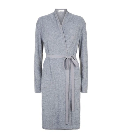 Skin French Terry Wrap Dressing Gown In Light Grey