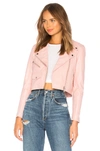 UNDERSTATED LEATHER UNDERSTATED LEATHER X REVOLVE MERCY CROPPED JACKET IN PINK.,UNDR-WO28