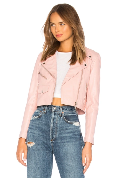 Understated Leather X Revolve Mercy Cropped Jacket In Pink.
