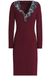 ROBERTO CAVALLI ROBERTO CAVALLI WOMAN SEQUIN AND BEAD-EMBELLISHED STRETCH-JERSEY GOWN BURGUNDY,3074457345619000894