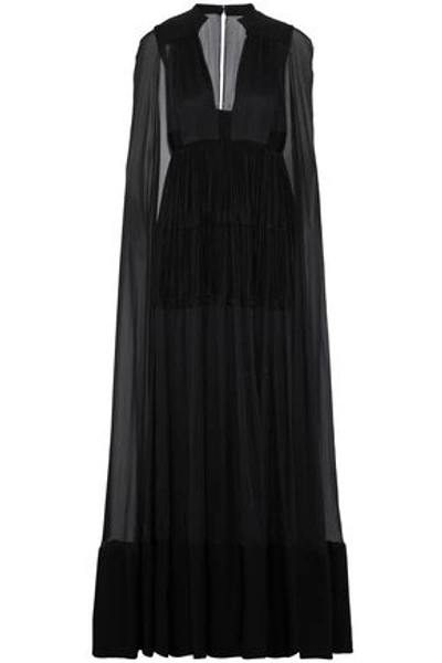 Valentino Pleated Silk Dress In Black