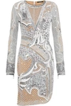 BALMAIN WOMAN EMBELLISHED TULLE DRESS SILVER,US 9057334113536571