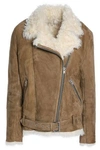 IRO WOMAN SHEARLING BIKER JACKET LIGHT BROWN,AU 4146401444697015