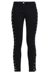 VERSUS LACE-UP MID-RISE SKINNY JEANS,3074457345621455742