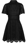 VALENTINO VALENTINO WOMAN BRODERIE ANGLAISE COTTON-BLEND MINI DRESS BLACK,3074457345618789326