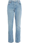 RE/DONE RE/DONE WOMAN HIGH-RISE STRAIGHT-LEG JEANS LIGHT DENIM,3074457345619694738