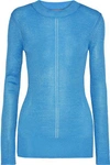 CHRISTOPHER KANE CHRISTOPHER KANE WOMAN METALLIC POINTELLE-KNIT TOP AZURE,3074457345619666650