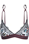 LOVE STORIES WOMAN LACE-TRIMMED LEOPARD-PRINT STRETCH-JERSEY SOFT-CUP TRIANGLE BRA OFF-WHITE,GB 4146401444632553