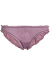 LOVE STORIES WOMAN EMBROIDERED TULLE LOW-RISE BRIEFS LAVENDER,AU 4146401444635652
