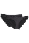 ANINE BING WOMAN LACE-TRIMMED SATIN AND JERSEY LOW-RISE BRIEFS BLACK,AU 4146401444700960