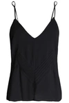 ANINE BING ANINE BING WOMAN PINTUCKED CREPE DE CHINE CAMISOLE BLACK,3074457345619519804