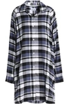 DKNY WOMAN CHECKED FLANNEL NIGHTDRESS BLUE,GB 14693524283574424