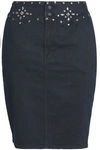 7 FOR ALL MANKIND 7 FOR ALL MANKIND WOMAN EMBELLISHED DENIM MINI PENCIL SKIRT BLACK,3074457345619570246