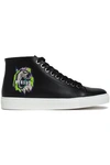 VERSUS VERSUS VERSACE WOMAN APPLIQUÉD LEATHER HIGH-TOP SNEAKERS BLACK,3074457345619664565