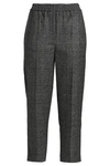 BRUNELLO CUCINELLI WOMAN CROPPED CHECKED BEAD-EMBELLISHED WOOL STRAIGHT-LEG PANTS DARK GRAY,GB 1016843419853867