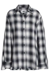 MM6 MAISON MARGIELA WOMAN PLEATED CHECKED COTTON-FLANNEL SHIRT GRAY,GB 9057334113521721