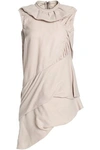 RICK OWENS WOMAN GATHERED DRAPED SILK AND WOOL-BLEND TUNIC NEUTRAL,GB 3024088872815926