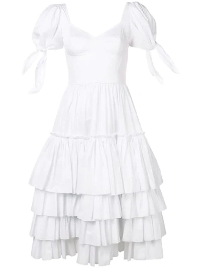 Dolce & Gabbana Ruffled Poplin Dress In White