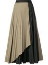 TOME TOME CONTRAST PLEATED SKIRT - BROWN