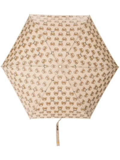 Moschino Teddy Bear Print Umbrella In Neutrals
