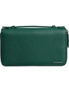 BURBERRY BURBERRY GRAINY LEATHER TRAVEL WALLET - GREEN