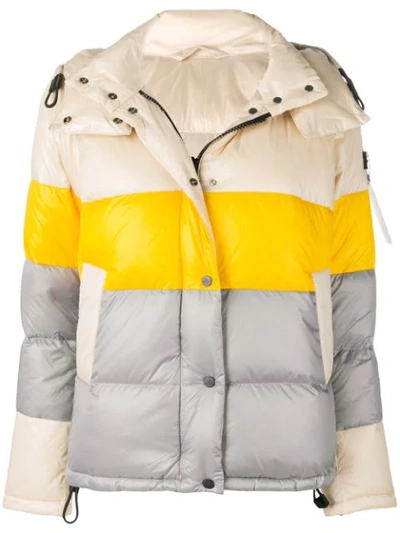 Peuterey Colour Block Padded Jacket In Neutrals